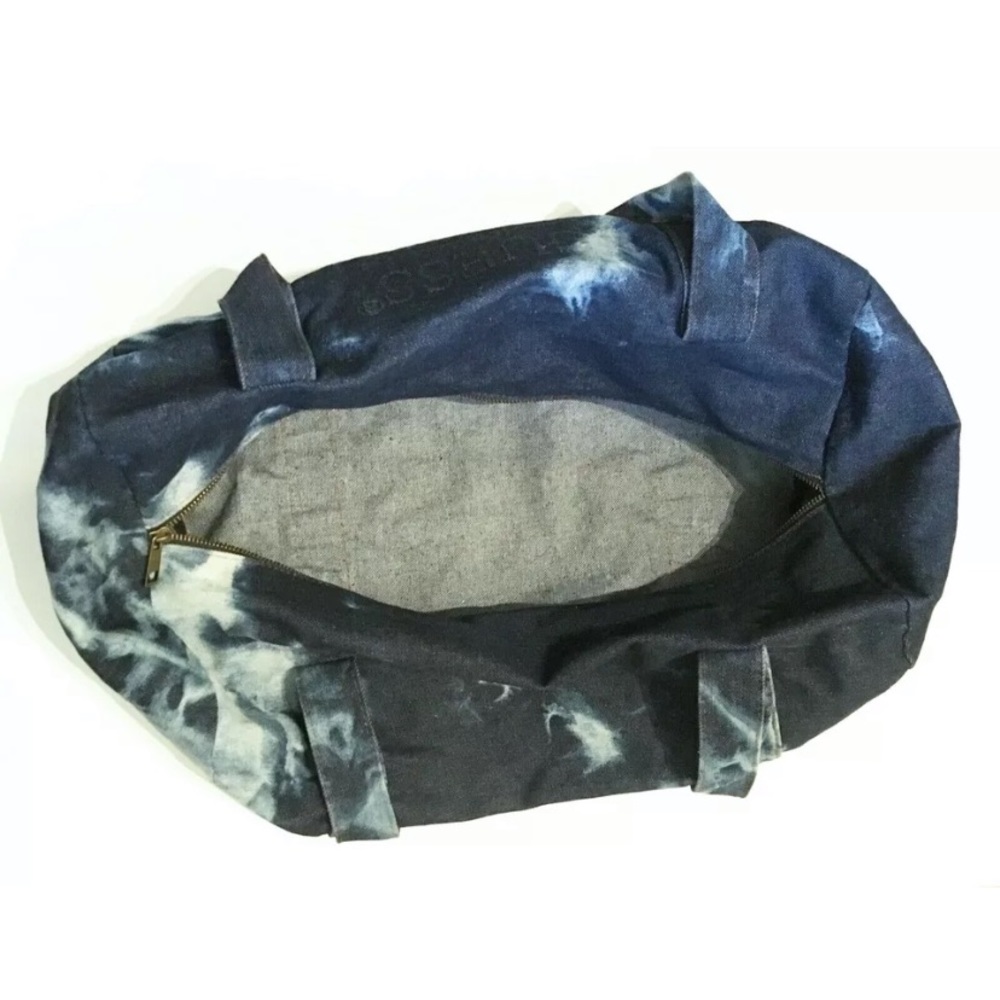 Guess Navy Blue Tie-Dye Canvas Tote with Brown Accent - Picture 8 of 10